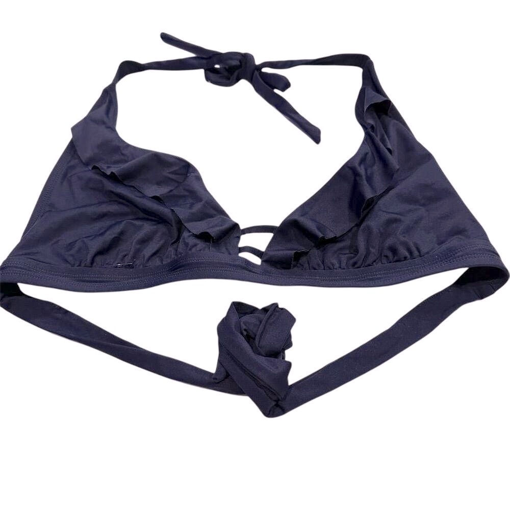 Kona Sol Women's‎ Twist Halter Bikini Top Navy Blue Size XL